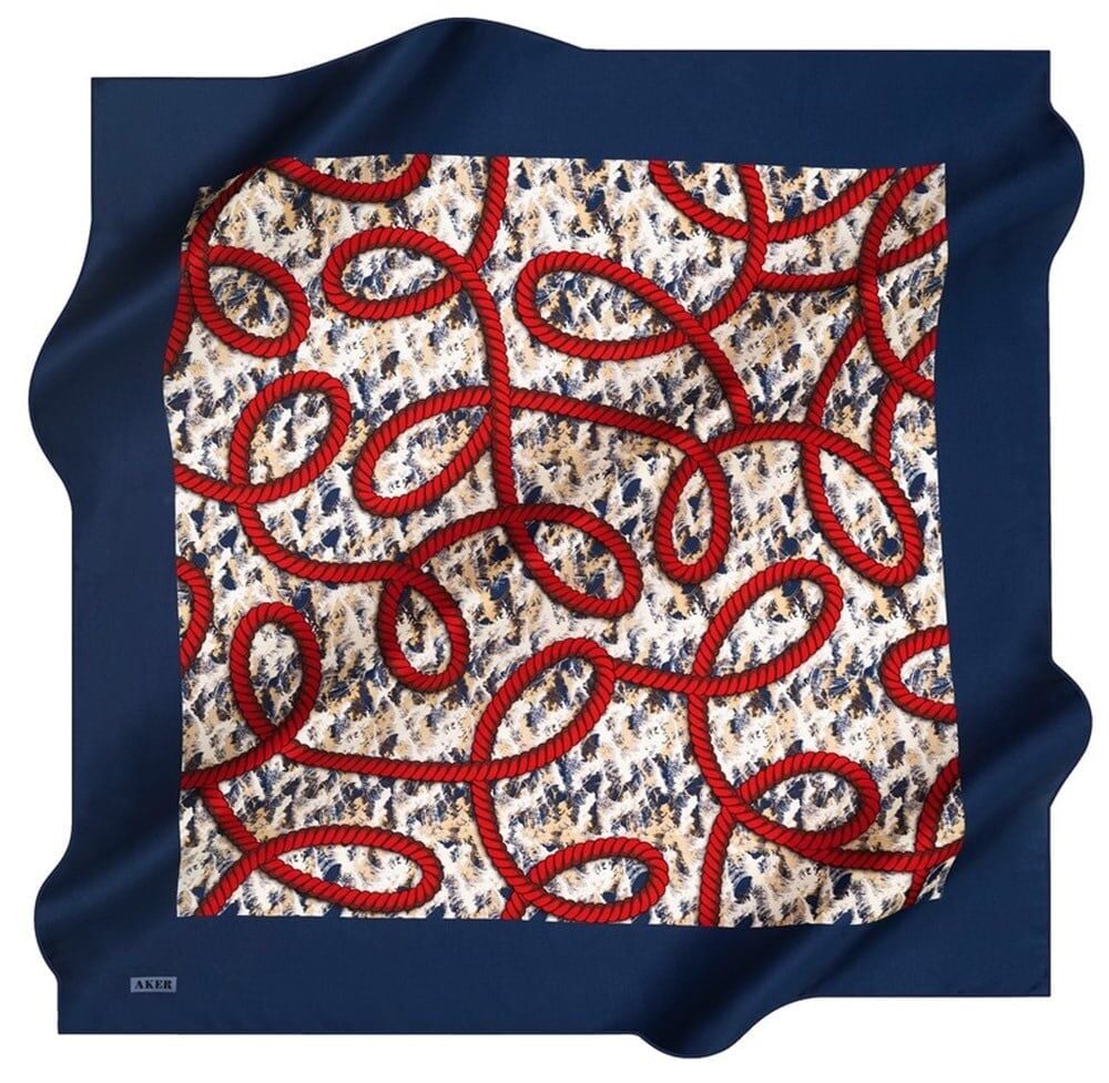 AKER NOSTALJİ SURA İPEK EŞARP LACİVERT 8523-322