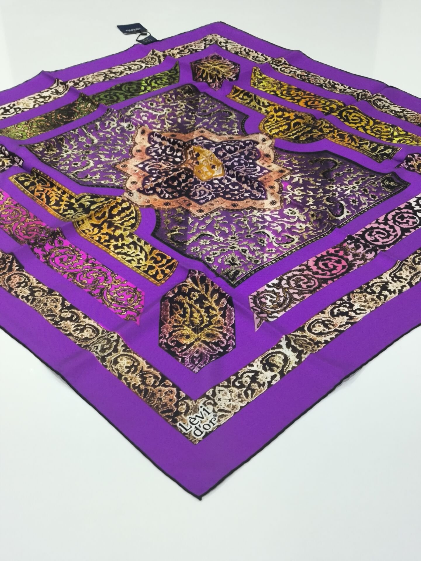 LEVİDOR TİVİL İPEK EŞARP ETNİK DESEN MOR 1014-1