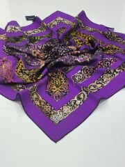 LEVİDOR TİVİL İPEK EŞARP ETNİK DESEN MOR 1014-1