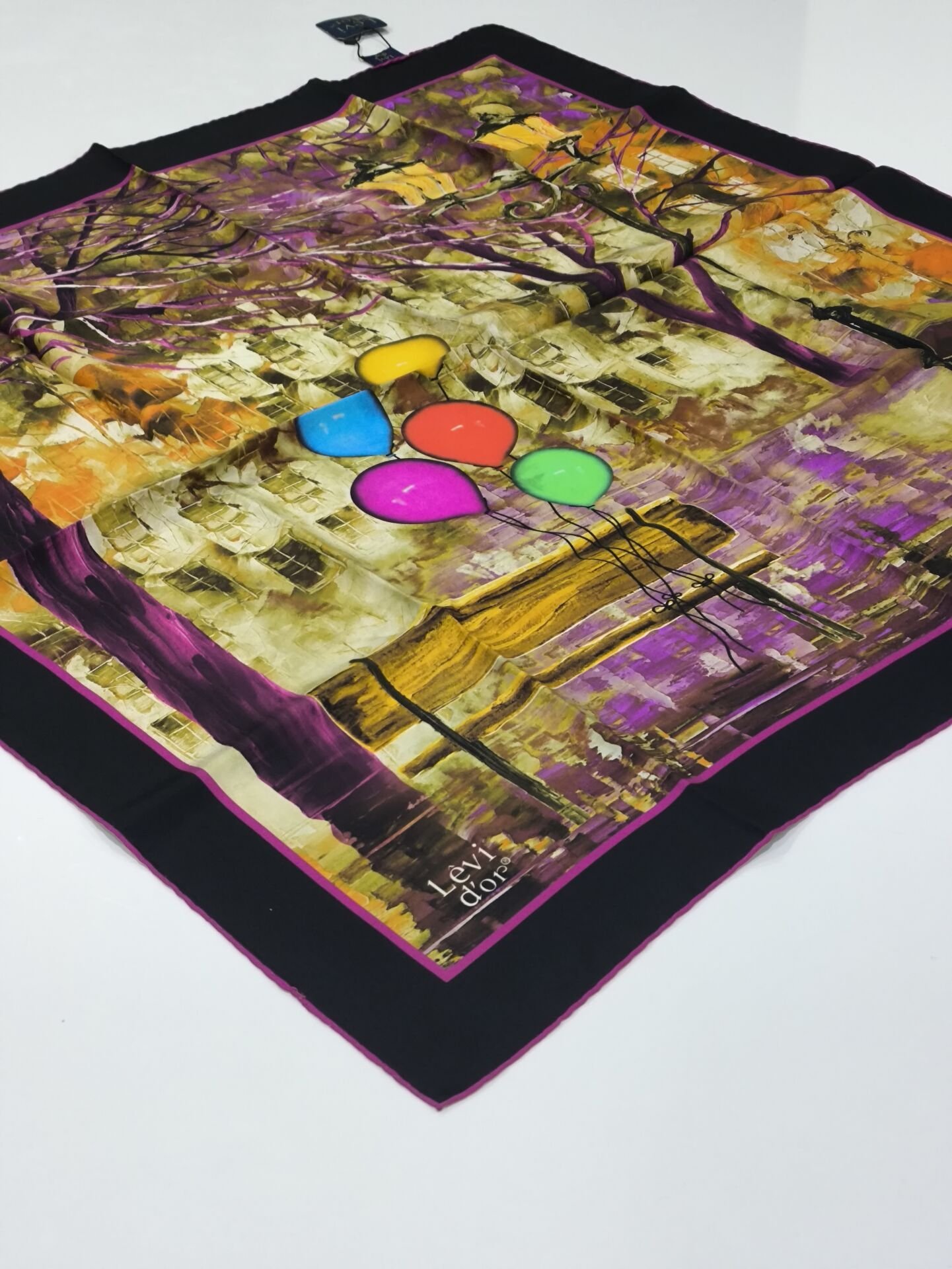 LEVİDOR TİVİL İPEK EŞARP SİYAH 1018-3