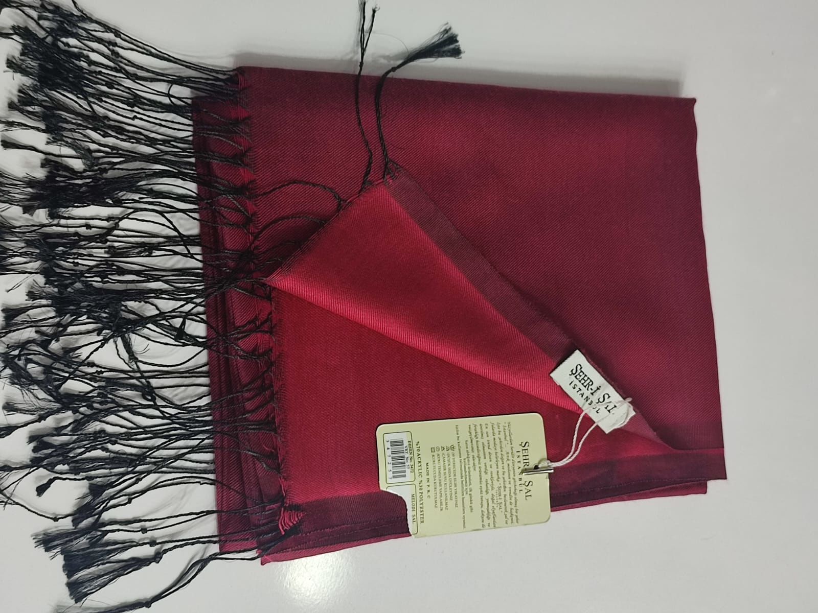 MELODİ ŞAL 3472-57 BORDO SİYAH PÜSKÜL