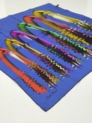 SİLKHOME TİVİL  İPEK EŞARP SAKS MAVİ 2002-3