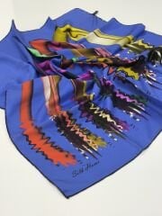 SİLKHOME TİVİL  İPEK EŞARP SAKS MAVİ 2002-3