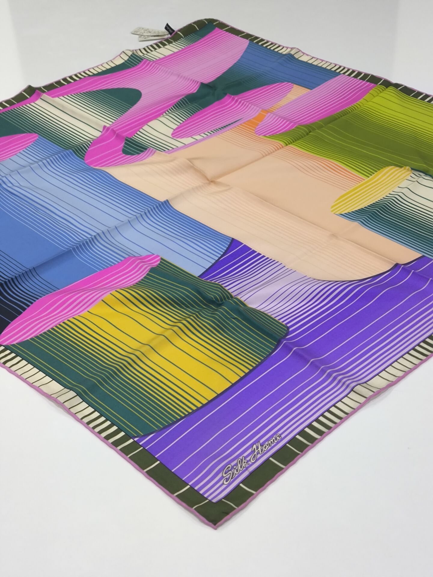 SİLKHOME TİVİL  İPEK EŞARP YEŞİL MOR  2003-1