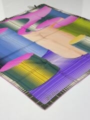 SİLKHOME TİVİL  İPEK EŞARP YEŞİL MOR  2003-1