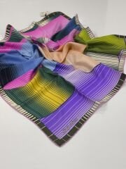 SİLKHOME TİVİL  İPEK EŞARP YEŞİL MOR  2003-1