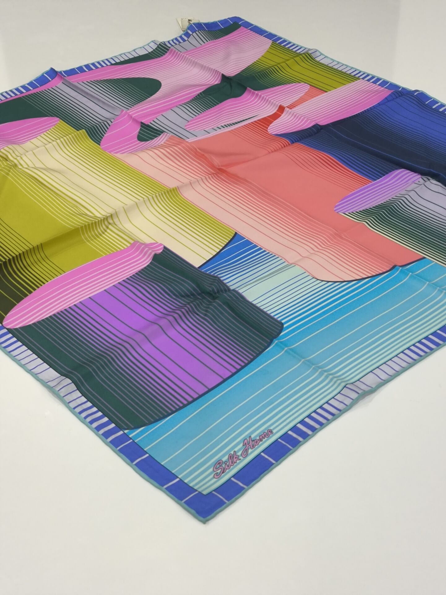 SİLKHOME TİVİL  İPEK EŞARP SAKS TURKUAZ 2003-3