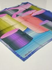 SİLKHOME TİVİL  İPEK EŞARP SAKS TURKUAZ 2003-3