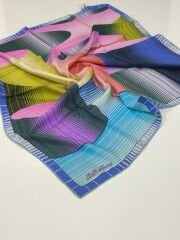 SİLKHOME TİVİL  İPEK EŞARP SAKS TURKUAZ 2003-3