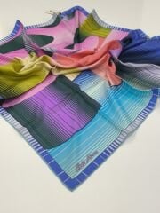 SİLKHOME TİVİL  İPEK EŞARP SAKS TURKUAZ 2003-3