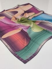 SİLKHOME TİVİL  İPEK EŞARP VİŞNE MİNT 2003-4