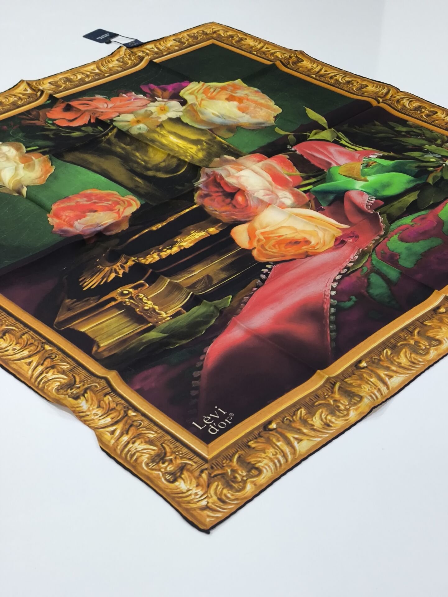 LEVİDOR TİVİL İPEK EŞARP SARI SİYAH BORDO 1017-3