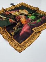 LEVİDOR TİVİL İPEK EŞARP SARI SİYAH BORDO 1017-3