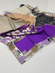 LEVİDOR TİVİL İPEK EŞARP MOR 0504-1