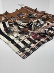 SİLKHOME TİVİL  İPEK EŞARP KİREMİT SİYAH 1002-2