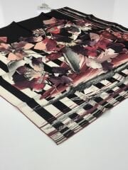 SİLKHOME TİVİL  İPEK EŞARP SİYAH BORDO GRİ 1002-3