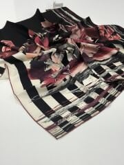 SİLKHOME TİVİL  İPEK EŞARP SİYAH BORDO GRİ 1002-3