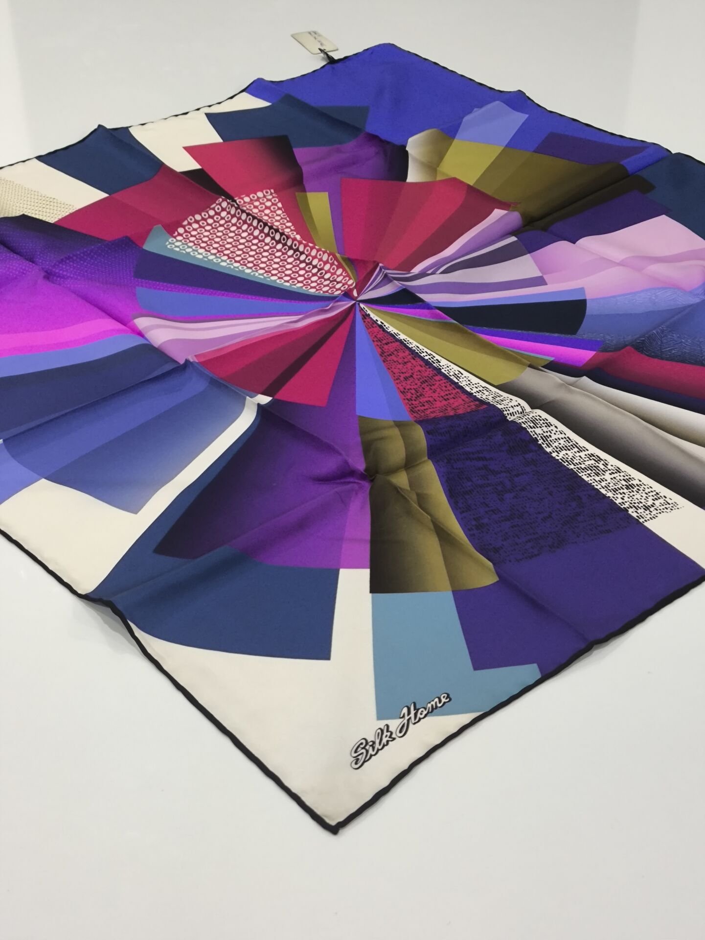 SİLKHOME TİVİL İPEK EŞARP MAVİ MOR LACİVERT 2004-1