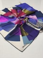 SİLKHOME TİVİL İPEK EŞARP MAVİ MOR LACİVERT 2004-1