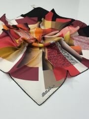 SİLKHOME TİVİL İPEK EŞARP BORDO NAR ÇİÇEĞİ VİZON 2004-3