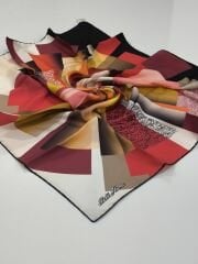 SİLKHOME TİVİL İPEK EŞARP BORDO NAR ÇİÇEĞİ VİZON 2004-3