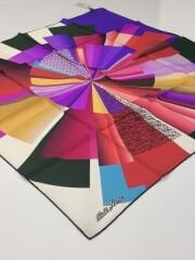 SİLKHOME TİVİL İPEK EŞARP MAVİ ZÜMRÜT FUŞYA 2004-4