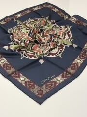 SİLKHOME TİVİL İPEK EŞARP  ETNİK DESEN LACİVERT BORDO 2013 - 1