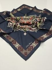 SİLKHOME TİVİL İPEK EŞARP  ETNİK DESEN LACİVERT BORDO 2013 - 1