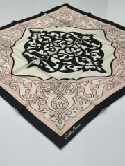 SİLKHOME TİVİL İPEK EŞARP ETNİK DESEN SİYAH PUDRA 2014-1