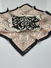 SİLKHOME TİVİL İPEK EŞARP ETNİK DESEN SİYAH PUDRA 2014-1