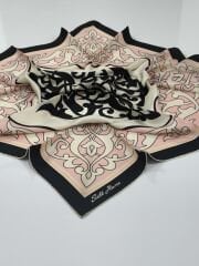 SİLKHOME TİVİL İPEK EŞARP ETNİK DESEN SİYAH PUDRA 2014-1