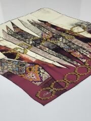 SİLKHOME TİVİL İPEK EŞARP ETNİK DESEN BORDO 1267-05