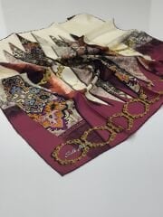 SİLKHOME TİVİL İPEK EŞARP ETNİK DESEN BORDO 1267-05