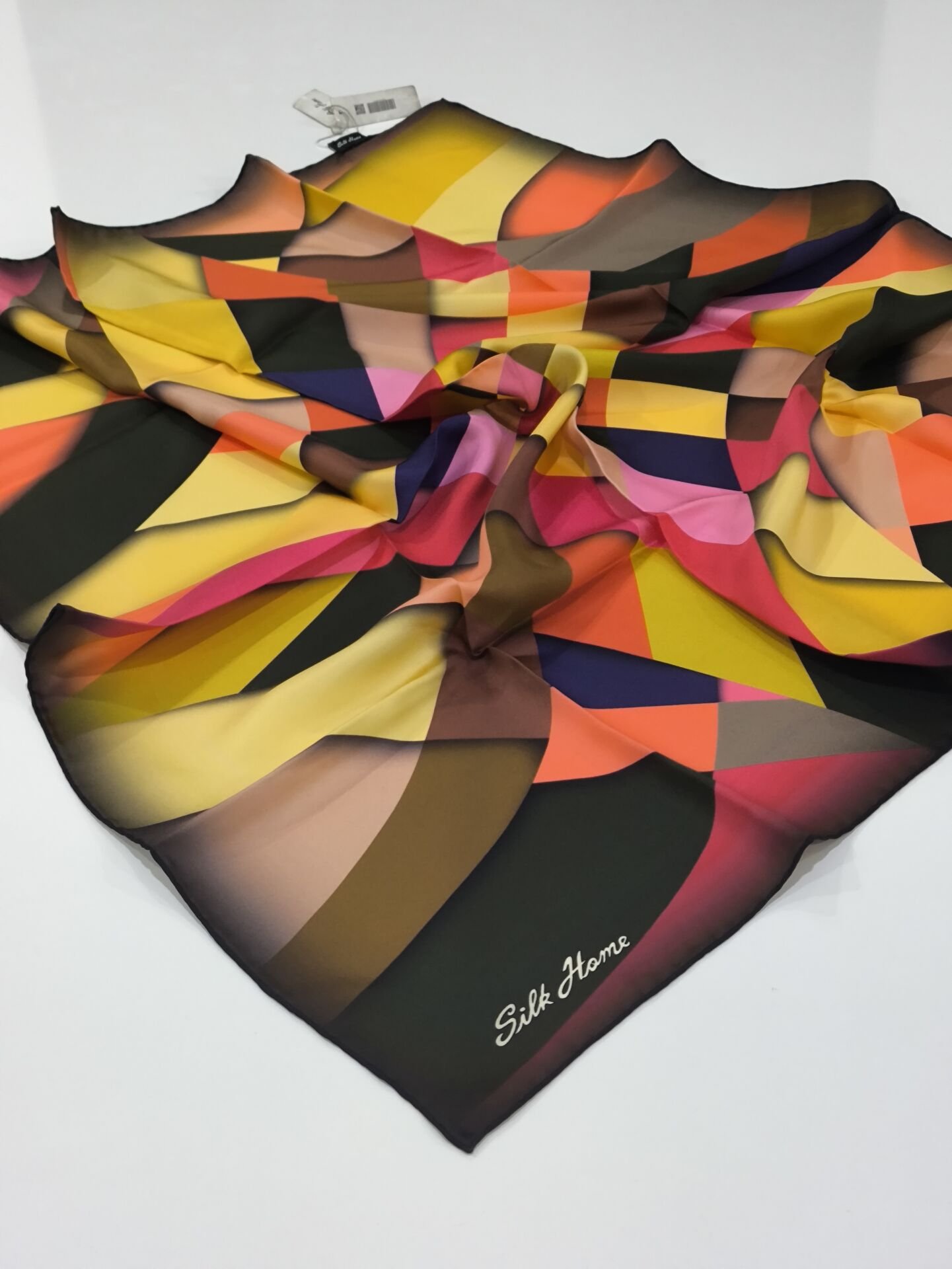 SİLKHOME TİVİL İPEK EŞARP GEOMETRİ RENGARENK 2016-1