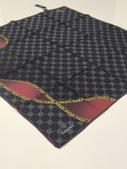 VİSSONA TİVİL İPEK EŞARP ZİNCİR MODEL LACİVERT BORDO 1018-1