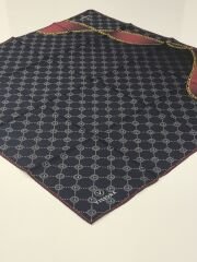 VİSSONA TİVİL İPEK EŞARP ZİNCİR MODEL LACİVERT BORDO 1018-1