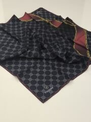 VİSSONA TİVİL İPEK EŞARP ZİNCİR MODEL LACİVERT BORDO 1018-1