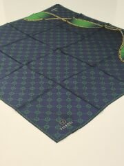 VİSSONA TİVİL İPEK EŞARP ZİNCİR MODEL LACİVERT YEŞİL 1018-2