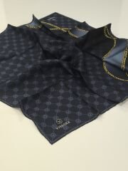 VİSSONA TİVİL İPEK EŞARP ZİNCİR MODEL LACİVERT İNDİGO 1018-3