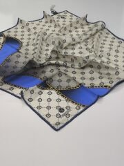 VİSSONA TİVİL İPEK EŞARP ZİNCİR MODEL SAKS MAVİ 1018-4