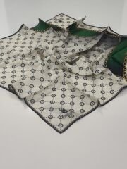 VİSSONA TİVİL İPEK EŞARP ZİNCİR MODEL SİYAH YEŞİL 1018-5