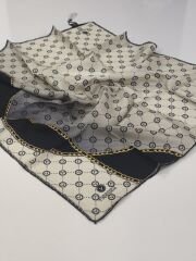 VİSSONA TİVİL İPEK EŞARP ZİNCİR MODEL SİYAH GRİ 1018-6