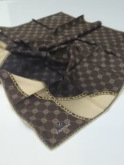 VİSSONA TİVİL İPEK EŞARP ZİNCİR MODEL KAHVE VİZON 1018-8