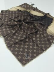 VİSSONA TİVİL İPEK EŞARP ZİNCİR MODEL KAHVE VİZON 1018-8