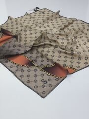 VİSSONA TİVİL İPEK EŞARP ZİNCİR MODEL KİREMİT VİZON 1018-9