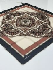 VİSSONA TİVİL İPEK EŞARP ETNİK DESEN SİYAH KİREMİT 1013-1