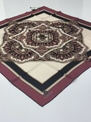 VİSSONA TİVİL İPEK EŞARP ETNİK DESEN SİYAH BORDO 1013-2