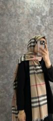 BURBERRY EKOSE ŞAL  ANA RENK FUŞYA  ÇİZGİLİ