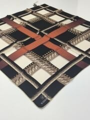 VİSSONA TİVİL İPEK EŞARP SİYAH KİREMİT 1010-1