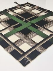 VİSSONA TİVİL İPEK EŞARP SİYAH ZÜMRÜT 1010-2